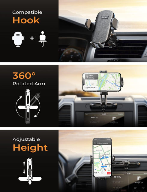 LISEN CD Slot Phone Holder, Adjustable CD Phone Holder for Car Phone Mount for iPhone Car Holder Mount Ultra Sturdy Vent Cell Phone Holder Mount for iPhone 15 Pro Max Plus Accessories Samsung