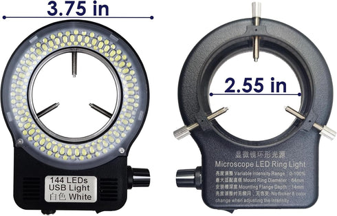 Microscope LED Ring Light Illuminator, 144 LED Bubbles for Lab Monocular Binocular Trinocular Stereo Microscope