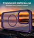 BossKiss Ultra Strong Magnetic iPhone 15 Pro Case, Slim Translucent Matte, Deep Purple, with Glass Screen & Camera
