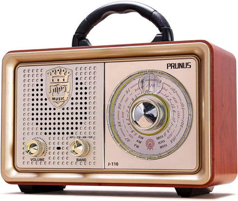 PRUNUS J-110 Retro Vintage Portable Radio AM FM, Battery Powered & Rechargeable, Shortwave Radio