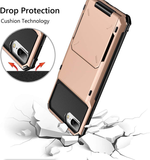 Vofolen Case for iPhone 8 Plus 7 Plus 6s Plus Wallet Card Holder, 4-Slot Pocket Scratch Resistant Dual Layer Cover