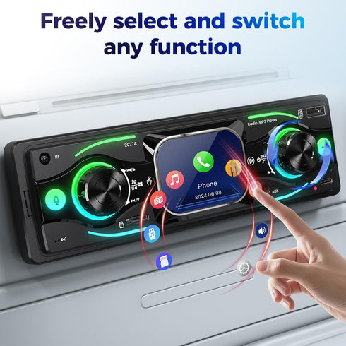 Missee MP3/USB/SD/AUX Single DIN Car Stereo with Touchscreen, Bluetooth Audio, Car Radio Receiver, Dual Input, Fast