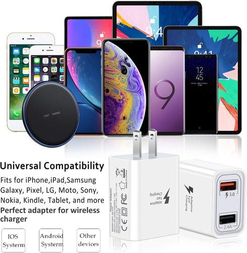 QC 3.0 Wall Charger, Pofesun 4Pack Quick Charge 3.0 Fast Charging Block Adapter, Dual Port USB Plug for iPhone 15 14 13