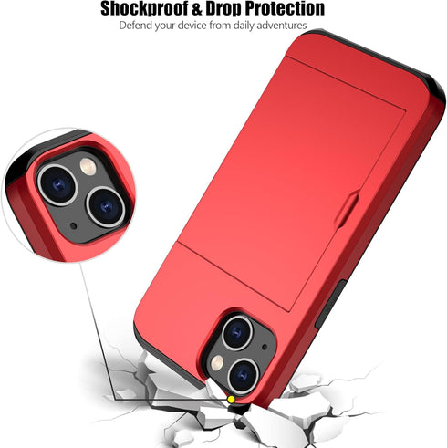 Nvollnoe for iPhone 14 Case with Card Holder, Heavy Duty Protective Dual Layer Shockproof Slim Wallet Case for Women &