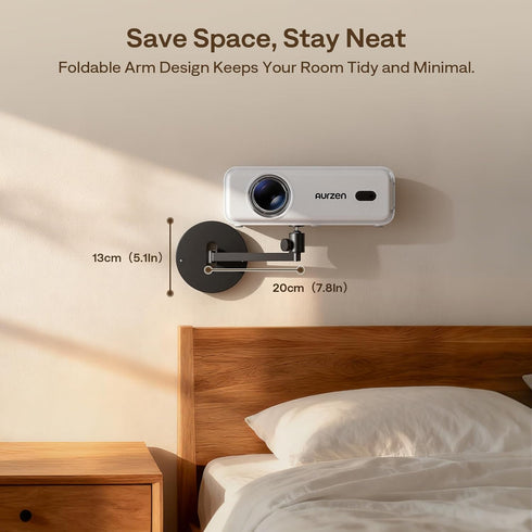 Aurzen 360 90 4.4 lbs, Projector Wall Mount Shelf, Wall Use with Adjustable Angle, Rotation and Tilt, Foldable