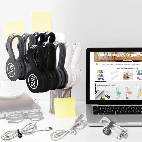 10 Pack Earbuds Cords Organizers, Magnetic Cable Clips for Home Kitchen Office School, Gray White Black