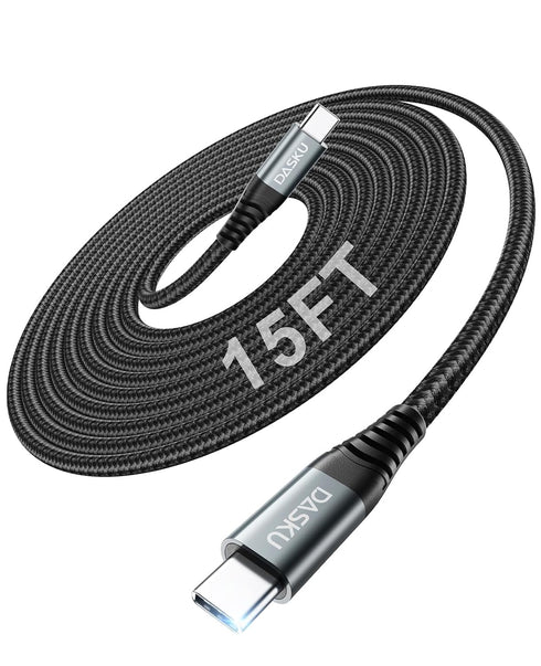 USB C to C Cable 15FT 100W 1Pack, Extra Long USB C