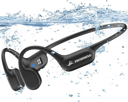 SAMVEK Swimming Headphones, Bone Conduction Headphones, 5.4 Bluetooth Wireless Open Earphones Sports,IP68