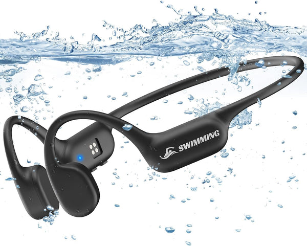 SAMVEK Swimming Headphones, Bone Conduction Headphones, 5.4 Bluetooth Wireless Open Earphones Sports,IP68