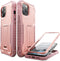 ExoGuard Pink iPhone 12 Case, Compatible with iPhone 12 Pro, Rubber Shockproof Full-Body Cover with Kickstand