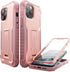 ExoGuard Pink iPhone 12 Case, Compatible with iPhone 12 Pro, Rubber Shockproof Full-Body Cover with Kickstand