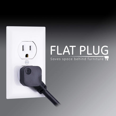 GE 6-Outlet Surge Protector, 2 Pack, 10 Ft Extension Cord, Power Strip, 800 Joules, Black