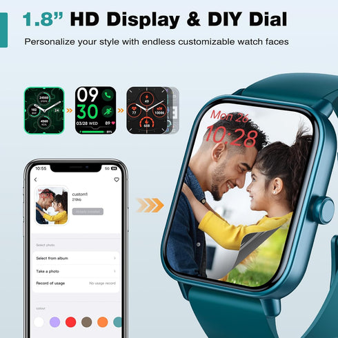 Fitpolo Smart Watch for Men Women, 1.8” Touchscreen, Bluetooth Call, Alexa Built-in, 24/7 Heart Rate, IP68 Waterproof