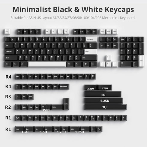 GTSP 168-keys PBT Keycaps, Cherry Profile 75 Percent with 6U 7U Spacebar for US Layout Cherry MX Switches