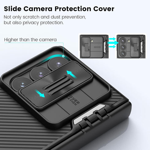 Nillkin for Samsung Galaxy Z Fold 6 Case, Kickstand & Hinge Protection, Glass Screen Protector, CamShield Pro