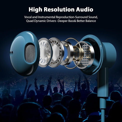USB C Wired Headphones with Mic for iPhone 15 Plus Samsung A35 A55, Hi-Fi Type C Headphones Magnetic Earbuds Sport Earphone for iPad Air Galaxy S24 Ultra S23 FE S22+ S21 A54 A53 Pixel 8 7 6 OnePlus 12