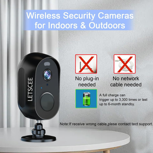 Wireless Security Cameras for Indoor/Outdoor, Alexa Home Security Cameras with Night Vision, 2-Way Audio, Motion