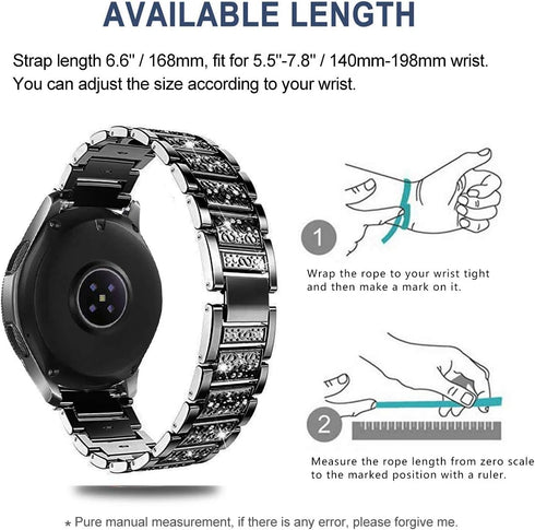 Bands Compatible with Samsung Galaxy Watch 46mm/Gear S3 Frontier/Classic, 22mm Bling Rhinestone Metal Strap