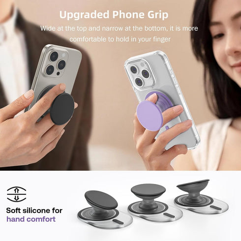 AUROX for MagSafe Phone Grip, Magnetic Expandable Mobile Phone Grip Stand Holder with Kickstand for iPhone 15/14/13/12