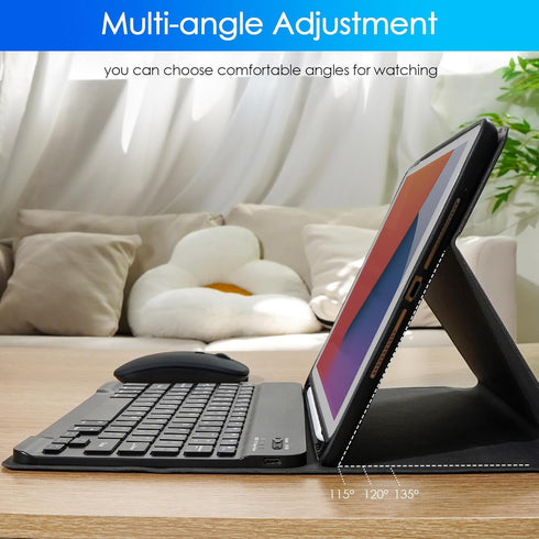 Keyboard Case for iPad 9th 8th 7th Generation 10.2 Inch - Detachable Bluetooth Keyboard with Pencil Holder