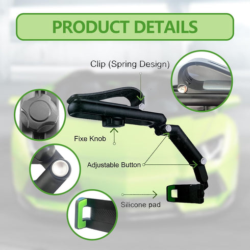 Pleoos 360 Sun Visor Car Phone Holder, Rearview Phone Holder for Car Sun Visor, Retractable Car Phone Mount Compatible