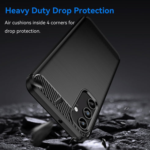 Shockproof Carbon Fiber Jacket Case for Samsung Galaxy A15 5G, Scratch Resistant Soft TPU, for Galaxy A15 4G (Black)