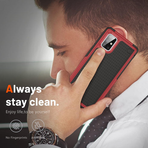 2 in 1 Military Grade Drop Protective Case for Samsung Galaxy A71 5G, Red+Black, Rugged Heavy Duty Cover