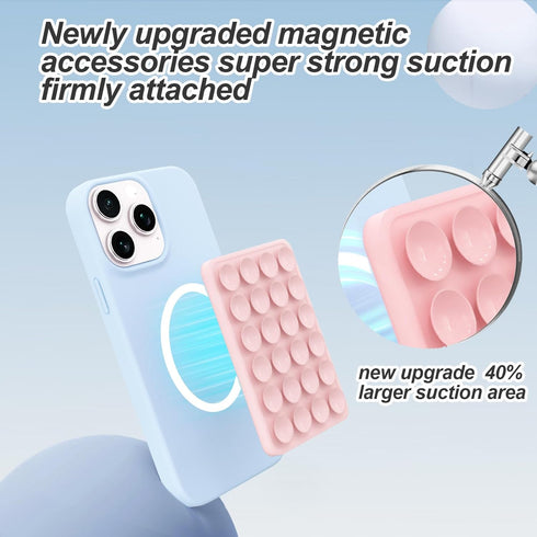 OPOM Magnetic Suction Phone Mount for MagSafe Case,Silicone Sticky Phone Grip Holder for iPhone,Removable Hands-Free