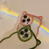 Cute Cat Ears iPhone 11 Case for Women/Girls, Green Glitter Bling, Shockproof, Anti-Scratch, Curly Wave Design.