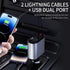 Retractable Car Charger, 4 in 1 60W with 2.6Ft Cables and 2 USB Ports, Compatible with iPhone 16/15/14/13/12/11