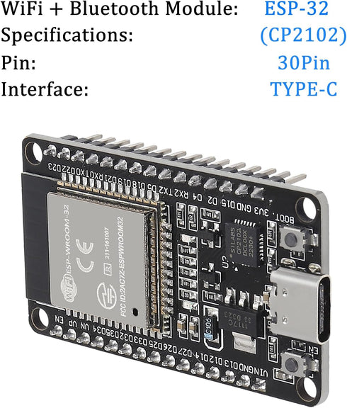 AITRIP 3PCS Type c 30pins CP2102 ESP-WROOM-32 ESP32 ESP-32S Development Board 2.4GHz Dual-Mode WiFi + Bluetooth Dual Cores Microcontroller Processor Integrated with Antenna RF AMP Filter AP STA by AITRIP