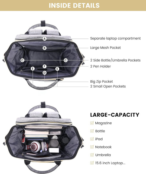 Backpack 15.6 Inch Backpack Backpack LOVEVOOK Laptop for Women, Travel with Laptop Compartment, Water Resistant Work