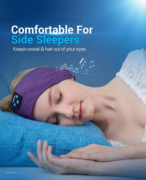 Voerou Sleep Headphones Bluetooth Headband, 10Hrs Wireless Sports Sleeping Headphones for Travel, Yoga, Workout,