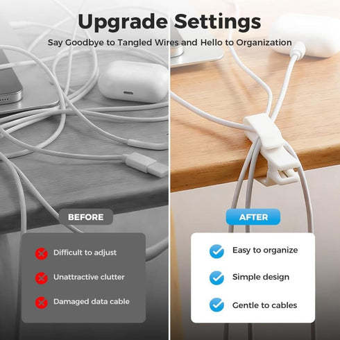 GHSGHS 2.3"x0.98"x0.5" (3,White) Adjustable Cable Holder for Nightstand - Cable Management Organizer with USB Port