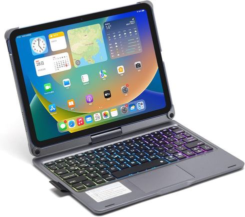 HENGHUI iPad 10th Generation Keyboard Case with TouchPad, 360 Rotating Backlight Bluetooth Cover for iPad 10 2022