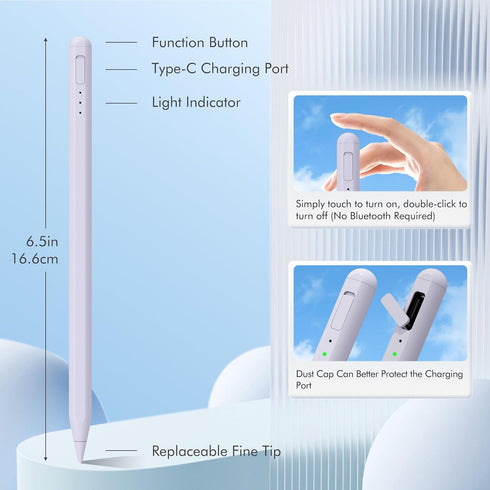 Uogic Stylus Pen for iPad, Fast Charging Palm Rejection, Compatible with iPad 10/9 and iPad Pro Models