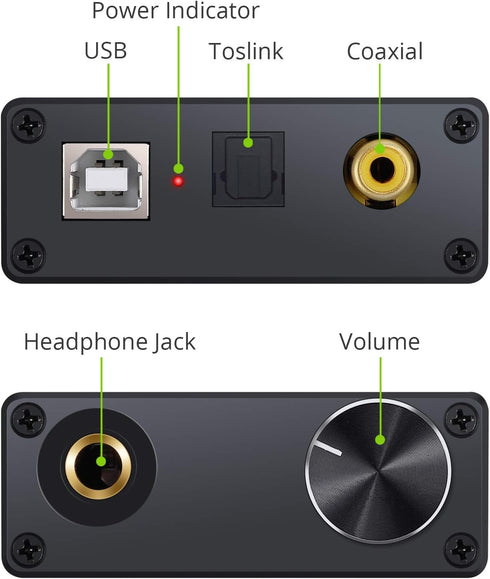 LiNKFOR USB DAC and Headphone Amplifier, Coaxial/Optical/6.35mm Output, Compatible with Windows and Mac