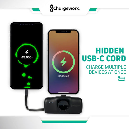3-in-1 Portable Charger 5000mAh Battery, Ultra-Compact Fast Charging Support for iPhone, USB-C Devices, Smartwatch