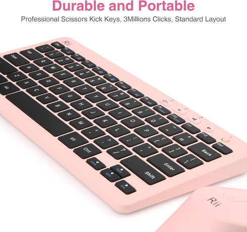 Rii RKM709 Wireless Keyboard and Mouse Combo - 2.4GHz Ultra-Slim Multimedia Office Keyboard for PC, Laptop, Desktop