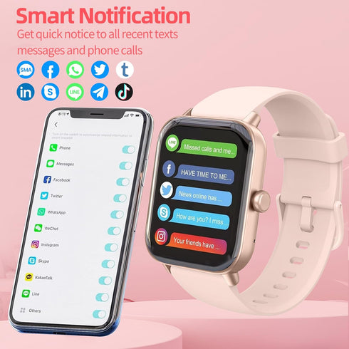 Smart Watch for Women, Android & iPhone, Alexa Built-in, IP68 Waterproof Fitness Watch, Bluetooth Call, Heart