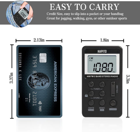 Pocket AM FM Radio Portable Digital Tuning Walkman Radio with Best Reception - Hapito Personal Small Transistor Radio