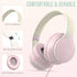 rockpapa L22 Wired Headphones for Kids Girls Boys Women with Microphone, Foldable Stereo 3.5mm Corded Headphones for School Classroom Chromebooks Computer Laptop Phone Airplane (Pink)
