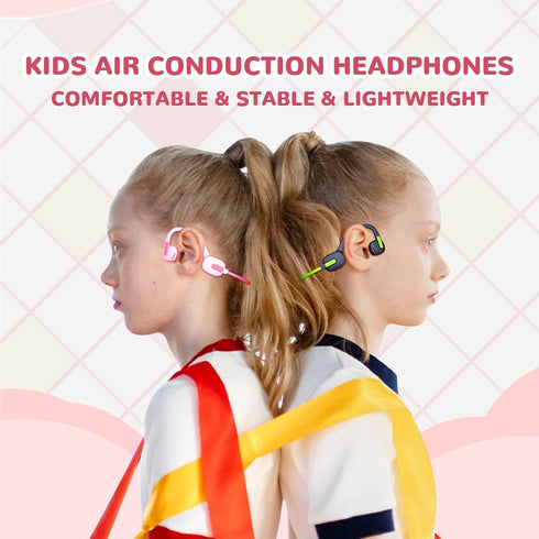 Open Ear Headphones with Mic, 85dB Safe Volume for Kids, Wireless Bluetooth Headsets with 8GB Memory