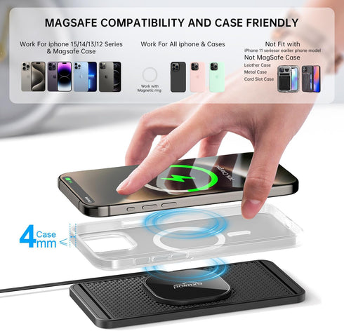 POLMXS iphone12/13/14/15/16 Airpods(C1MAG) Magnetic Wireless Charger car Fast Charging pad Wireless Phone Charger Cell