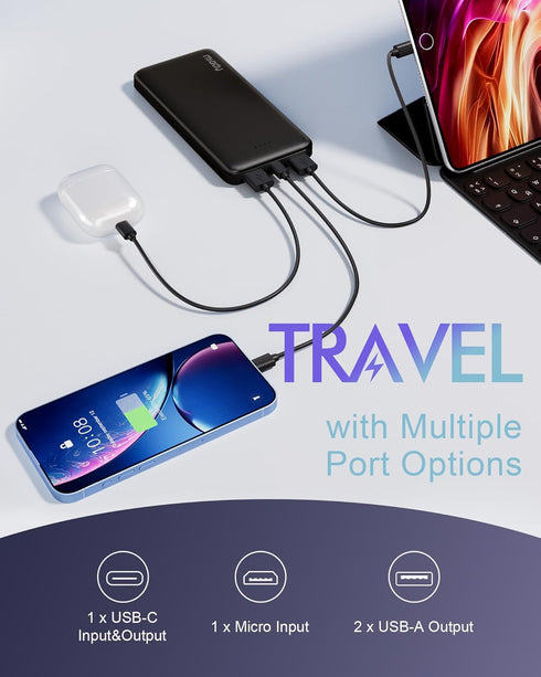 Miady 2-Pack 10000mAh Pack 3 2 17/16/15/14/13 S24/22 (2 Portable Charger, Slim Power Bank Travel Battery Outputs Inputs