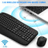 EDJO 2.4G 3 Wireless Keyboard and Mouse Combo, Full Size Ergonomic Keyboard with Palm Rest, Comfortable Natural Typing