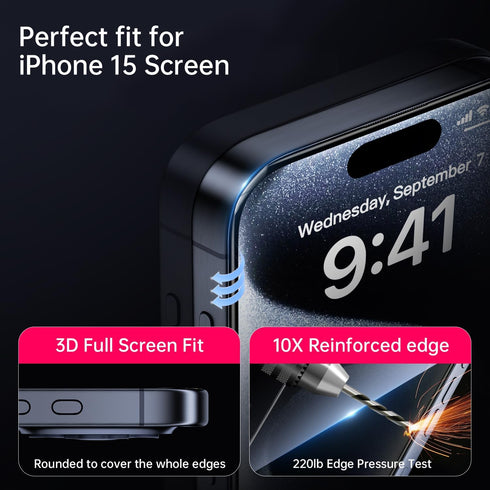 X-it 2-Pack Privacy Screen Protector for iPhone 15 (6.1"), 9H+ Tempered Glass, Military Grade Protection