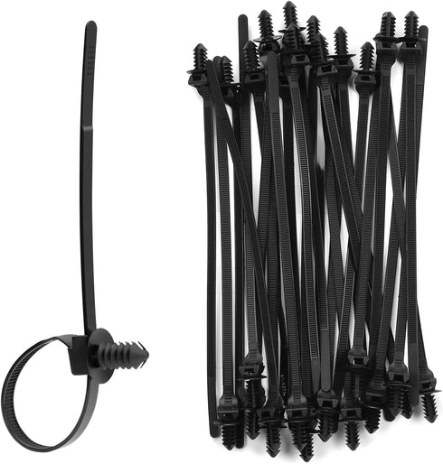 100PCS Fir Tree Nylon Push Mount Cable Zip Ties, Heavy Duty Wire Ties, 2 in 1 Self Locking UV Resistant Assortment