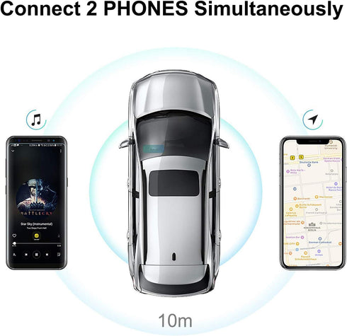Bluetooth Handsfree Speakerphone for Cell Phone, Wireless Car Kit Music Player Adapter for Home/Sport/Outdoor