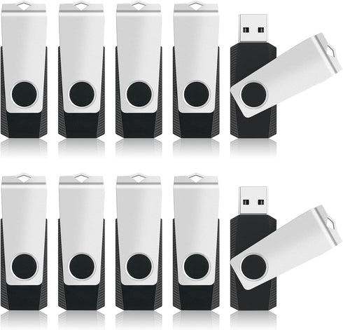 MECHEER 8GB Flash Drive USB Memory Stick 10 Pack, Bulk Thumb Drives Swivel